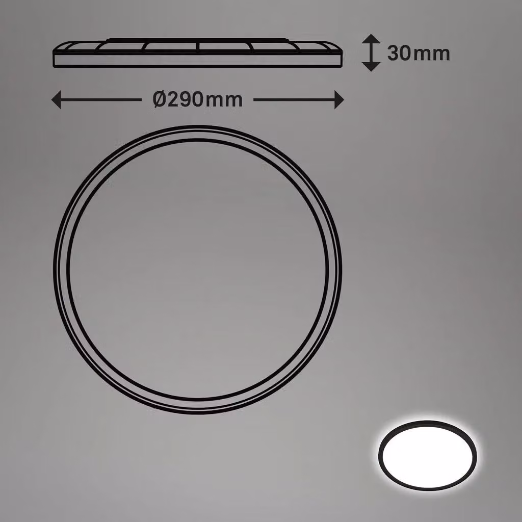 BRILONER LED Ceiling Lamp with Motion Detector, IP44, Black, W/D/H: 29 x 29 x 3 cm – 5