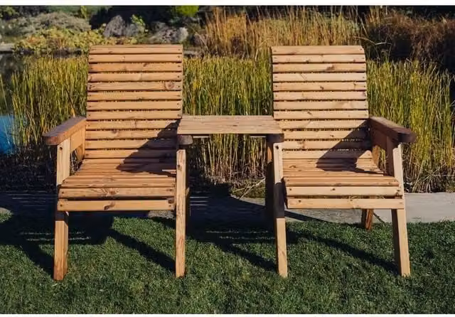 Churnet Valley Garden Furniture Ltd Valley Love Seat Square in Brown with Cushions
