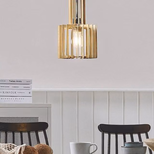 Wyld and Coco Brown Hanging Pendant Light with Metal Frame