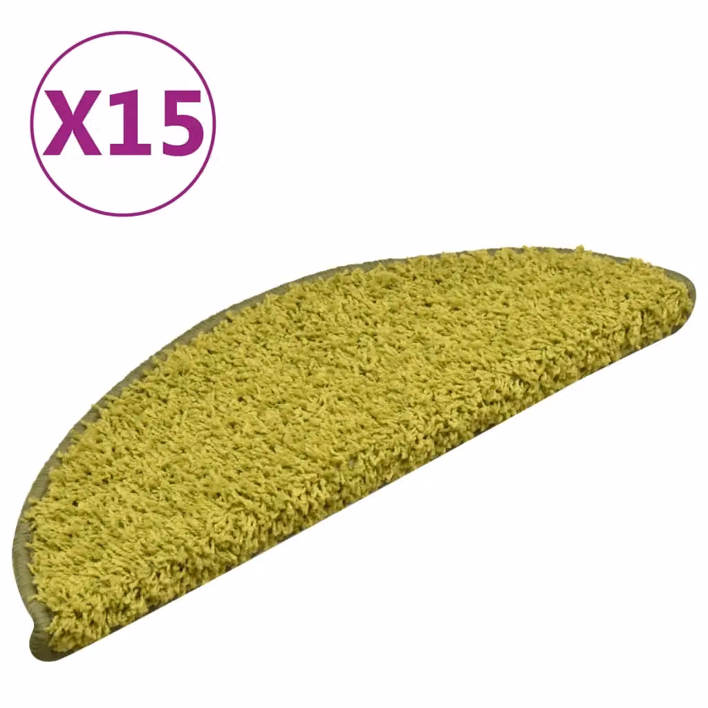 Berkfield Home Non-Slip Self-Adhesive Carpet Stair Treads, 15 Pieces, Green, W: 56 cm, D: 17 cm, H: 3 cm – 2