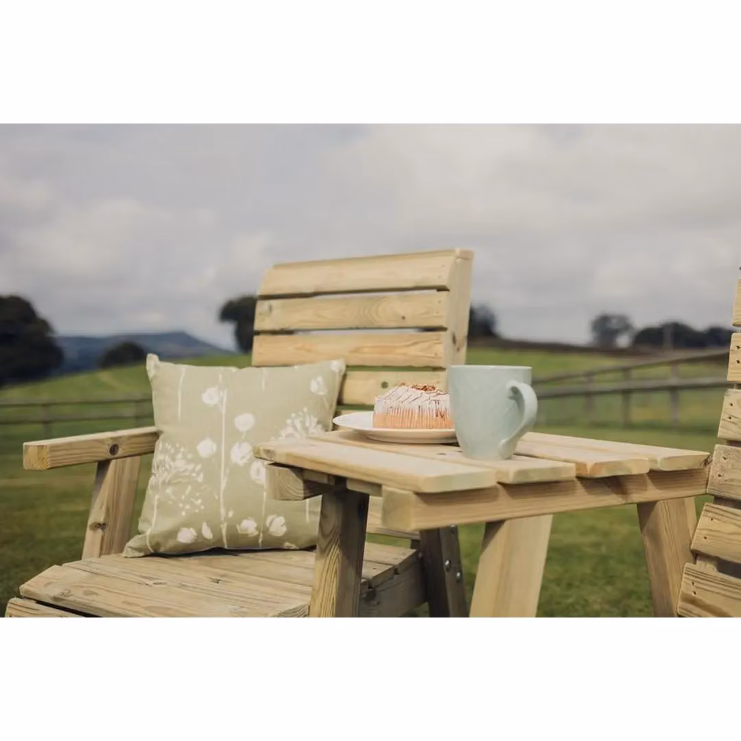 Churnet Valley Garden Furniture Ltd Angled Timber Tray for Connecting Companion Sets in Brown – 2