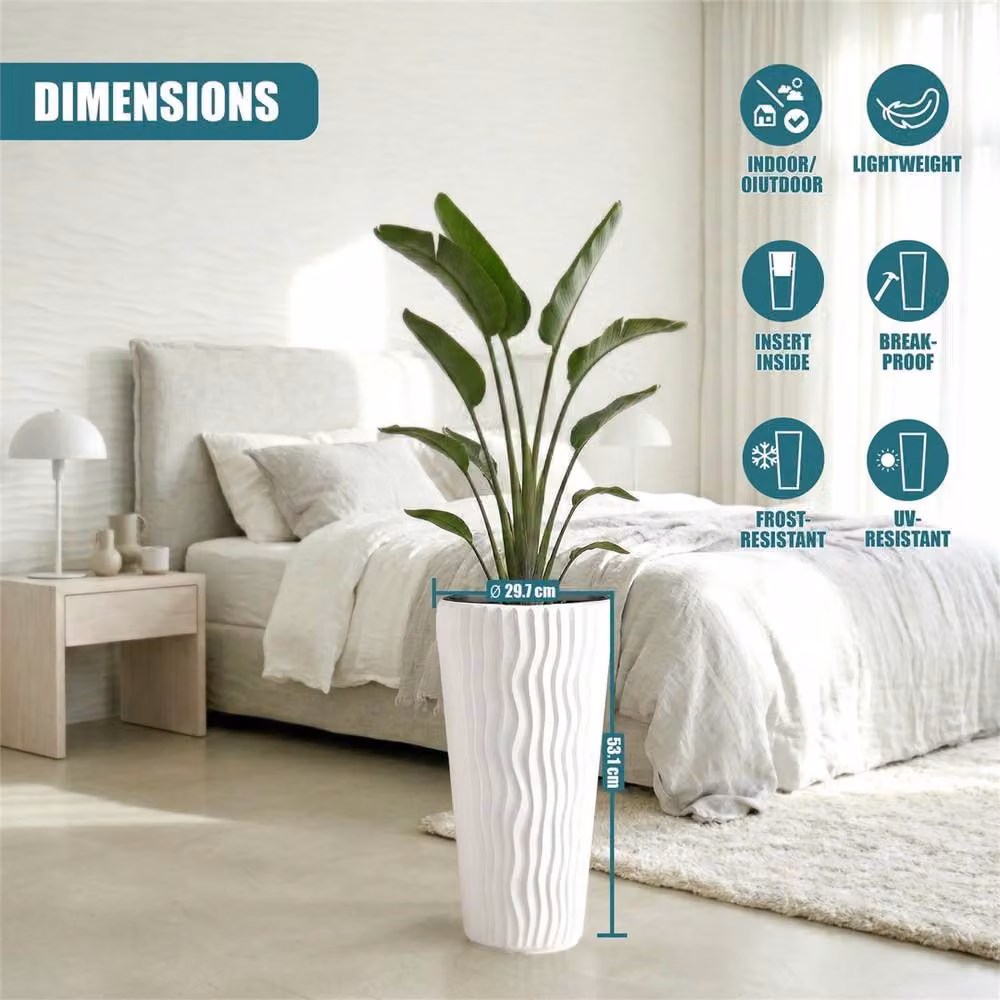 EONLION White Tall Plant Pots with Inserts – 2
