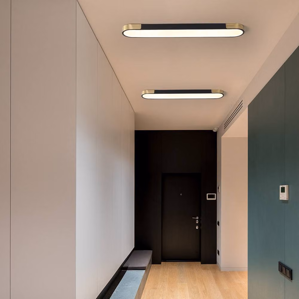 NIVOR Black LED Linear Dimmable Flush Mount Ceiling Light with Remote Control, 100 cm – 7
