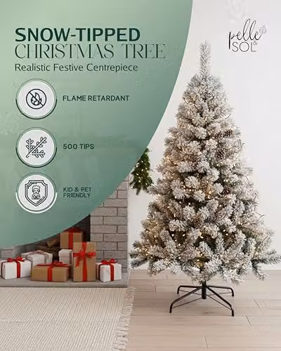 Pelle & Sol 5ft Snow Tipped White Flocked Artificial Christmas Tree with Metal Stand – 2