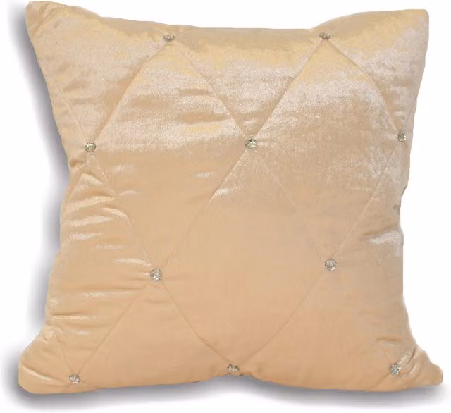 Make It A Home Diamante Quilted Velvet Cushion in Beige and Yellow