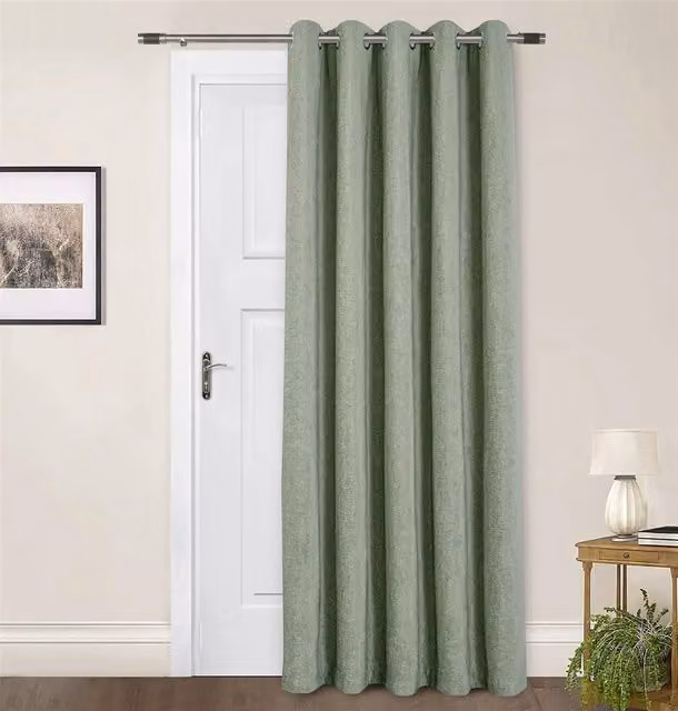 Sundour Amberley Green Chenille Eyelet Door Curtain, Width: 168 cm, Drop: 214 cm – 1