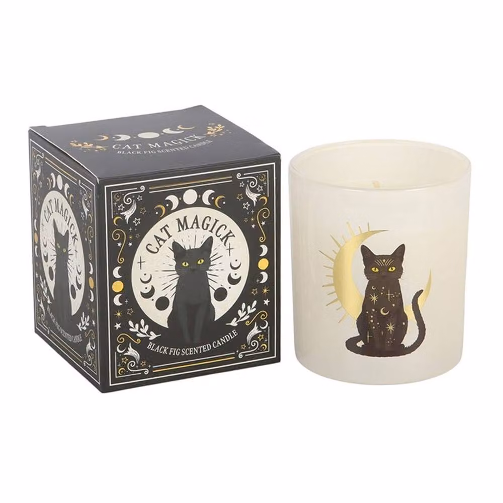 Uniqueful Black Cat Magick Black Fig Scented Wax Candle in White, 1 Pack – 2