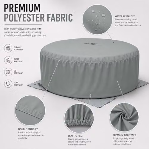 SHATCHI Grey Waterproof and UV-Resistant Hot Tub Cover for 2 Person Mspa, W/D/H: 195 x 100 x 70 cm – 5