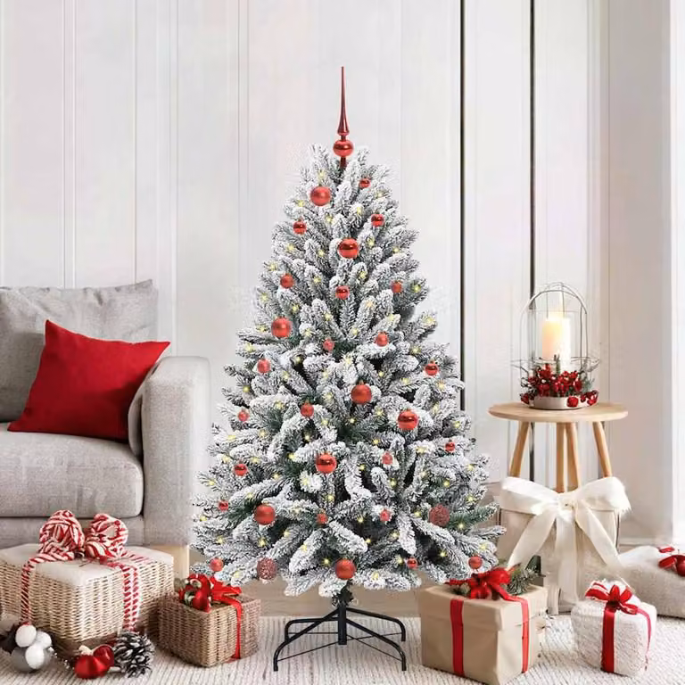 Berkfield Home Elegant Artificial Christmas Tree in Green and White, Height: 150 cm