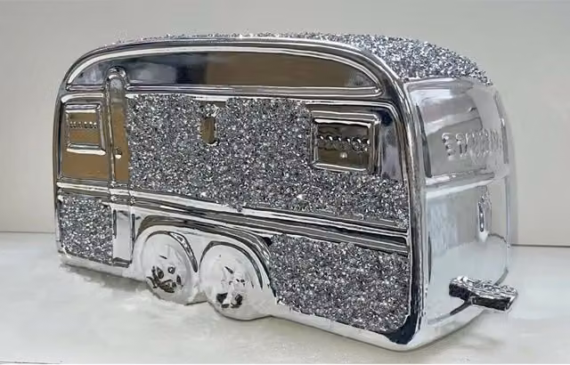 DEENZ Silver Crushed Diamond Crystal Square Gypsy Caravan Tabletop Decor