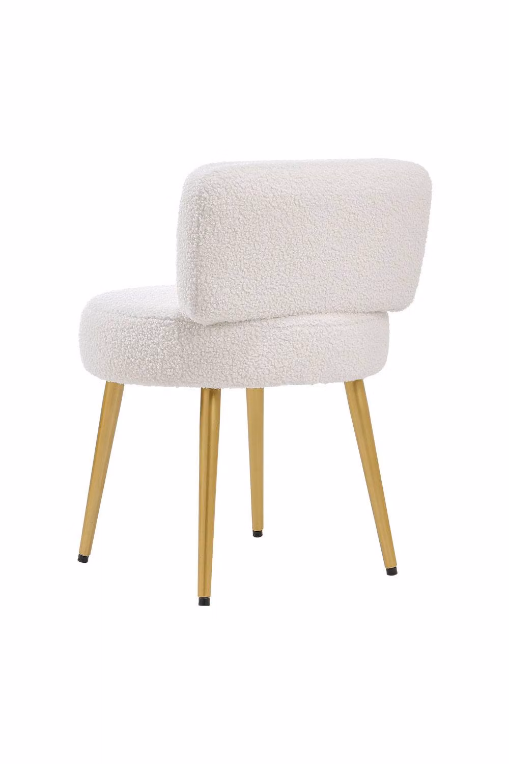 Garden Sanctuary Beige Bouclé Cylindrical Vanity Stool with Metal Legs – 2