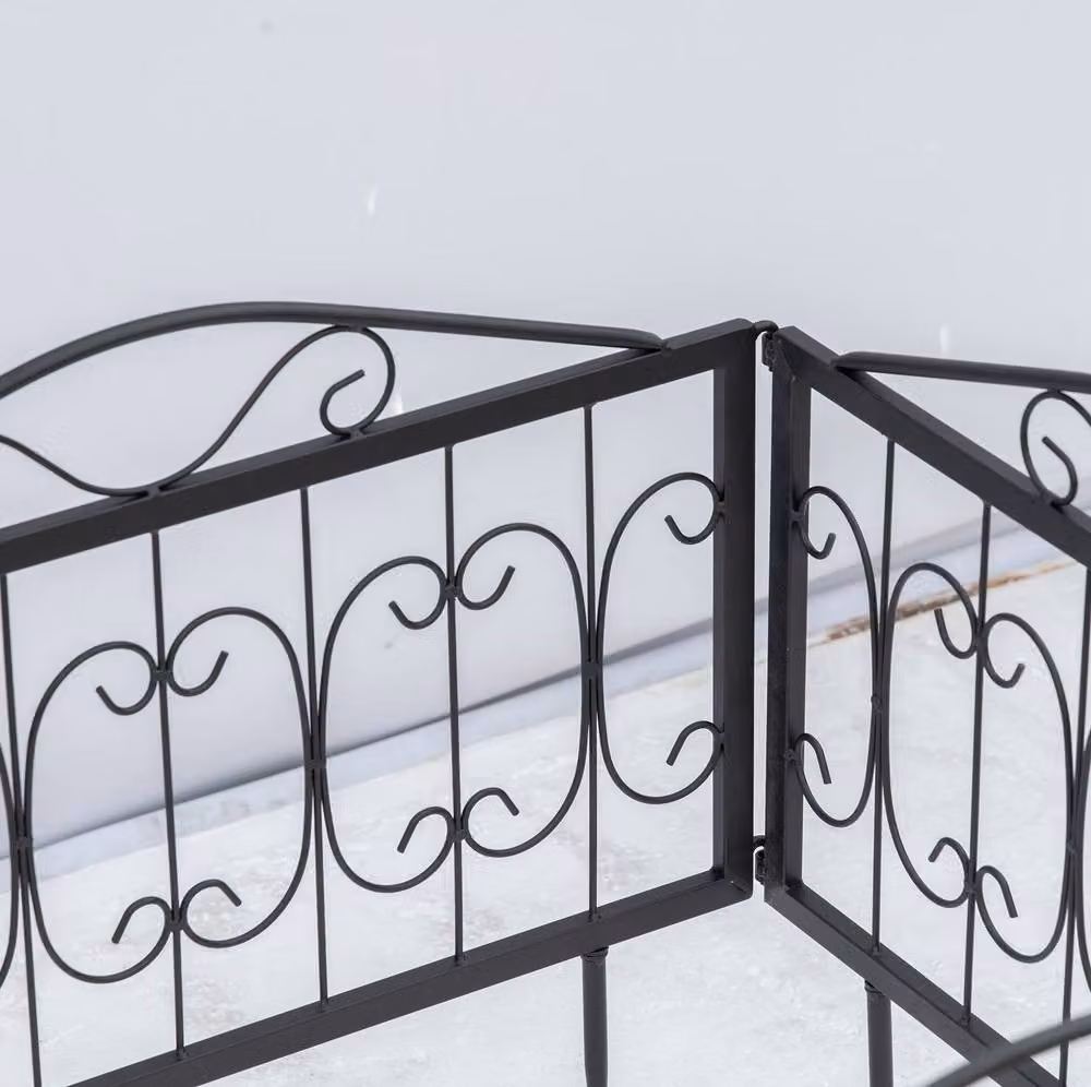 STILVORA Set of 4 Interlocking Black Metal Geometric Garden Fence Panels – 7