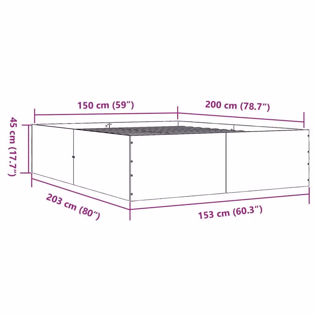 Berkfield Home Modern King Size Bed Frame in Sonoma Oak and Beige, W/D/H: 153 x 203 x 45 cm – 2