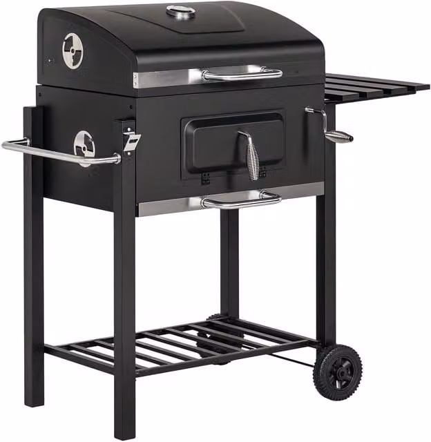 Rolipo Charcoal Grill with Height-Adjustable Coal Pan, Warming Rack and Thermometer, Black – 1