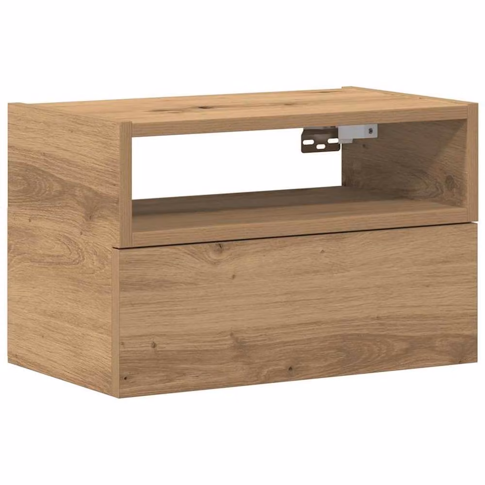 Berkfield Home Artisan Oak Wall-mounted Bedside Cabinet, Brown, W: 45 cm, D: 26 cm, H: 28.5 cm – 2