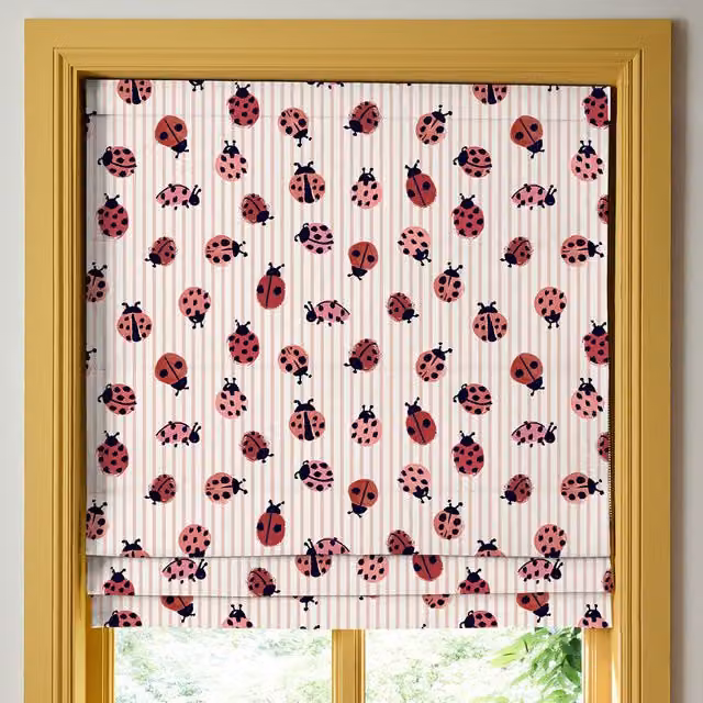 Wee Blue Bell Little Ladybirds Made To Measure Blackout Roman Blind in Multicolour Poppy Pattern