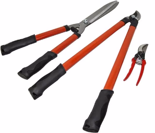 BARGAINS-GALORE Set of 3 Red Extendable Manual Garden Tree Trimmers and Pruning Tools – 1