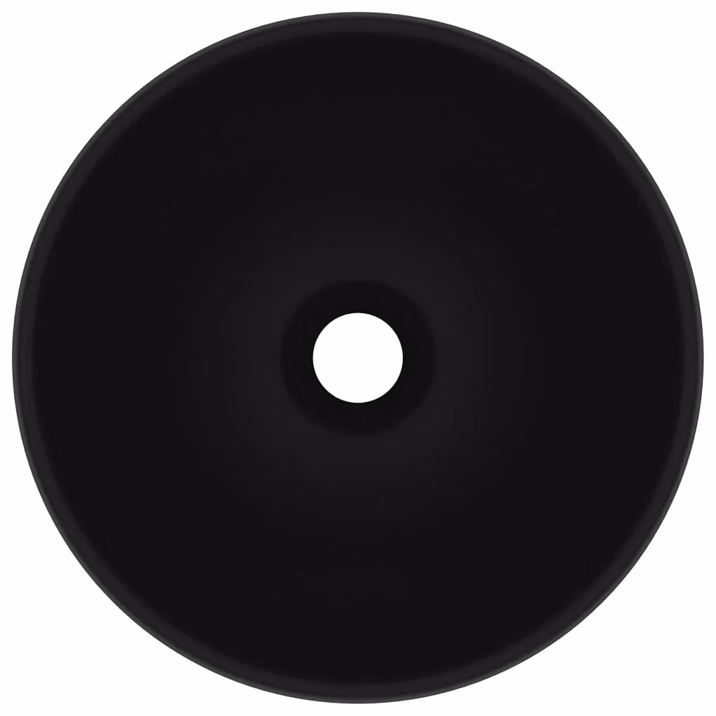 Berkfield Home Luxury Round Ceramic Bathroom Basin in Matt Black, W: 32.5 cm, H: 14 cm – 3