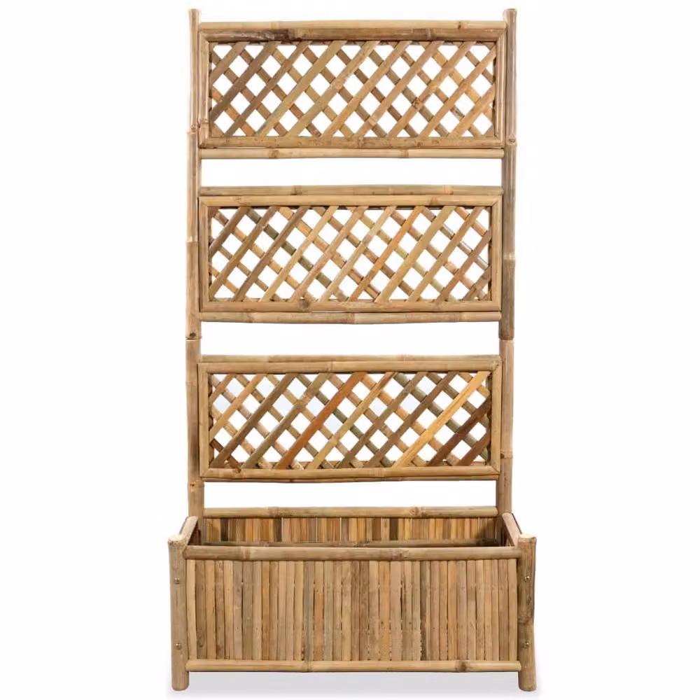 Berkfield Home Garden Wooden Raised Bed with Trellis in Brown, Width: 70 cm – 3