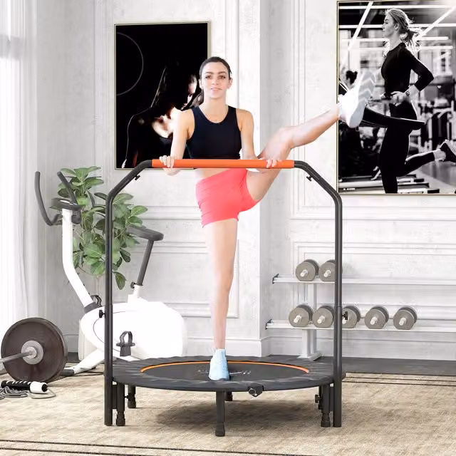 HOMCOM Foldable Mini Fitness Trampoline, Orange