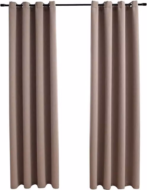 Berkfield Home Blackout Curtains with Eyelets, 2 Pack, Taupe, W: 140 cm, H: 225 cm – 1
