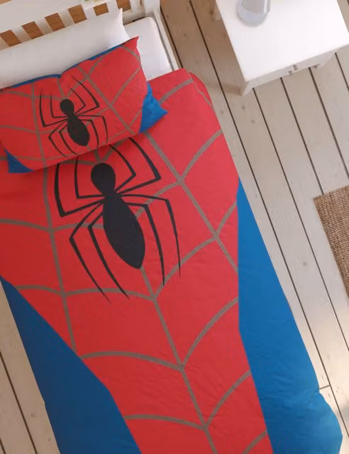 M&S Spider-Man Reversible Cotton Blend Childrens Bedding Set, Red, 90 x 190 cm