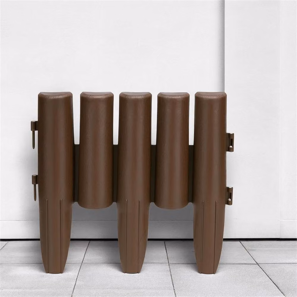 EONLION 10-Piece Brown Plastic Palisade Decorative Garden Fence, Height: 100 cm – 2