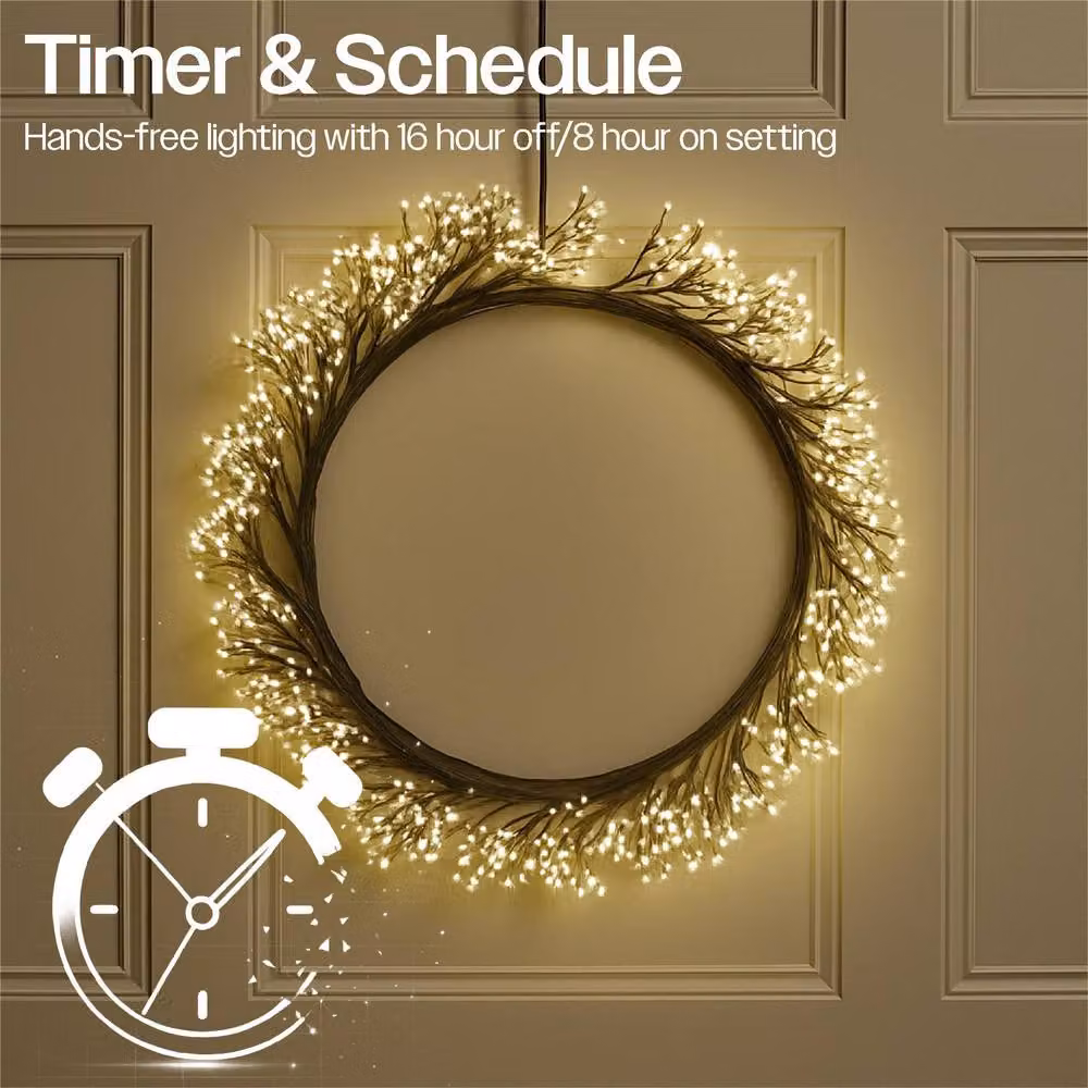 mysmartbuy Metal Outdoor LED Wreath in White, Diameter: 35 cm – 4