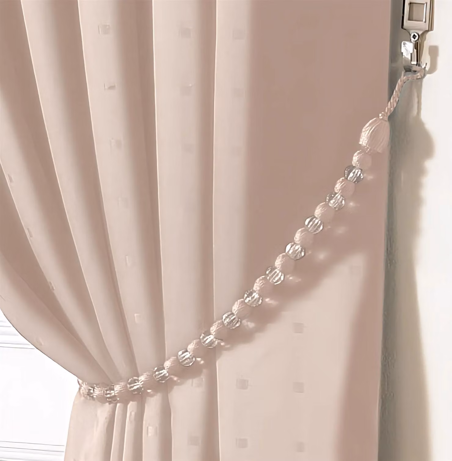 Luxor Living Handcrafted Beaded Curtain Tieback Pair in Beige – 2