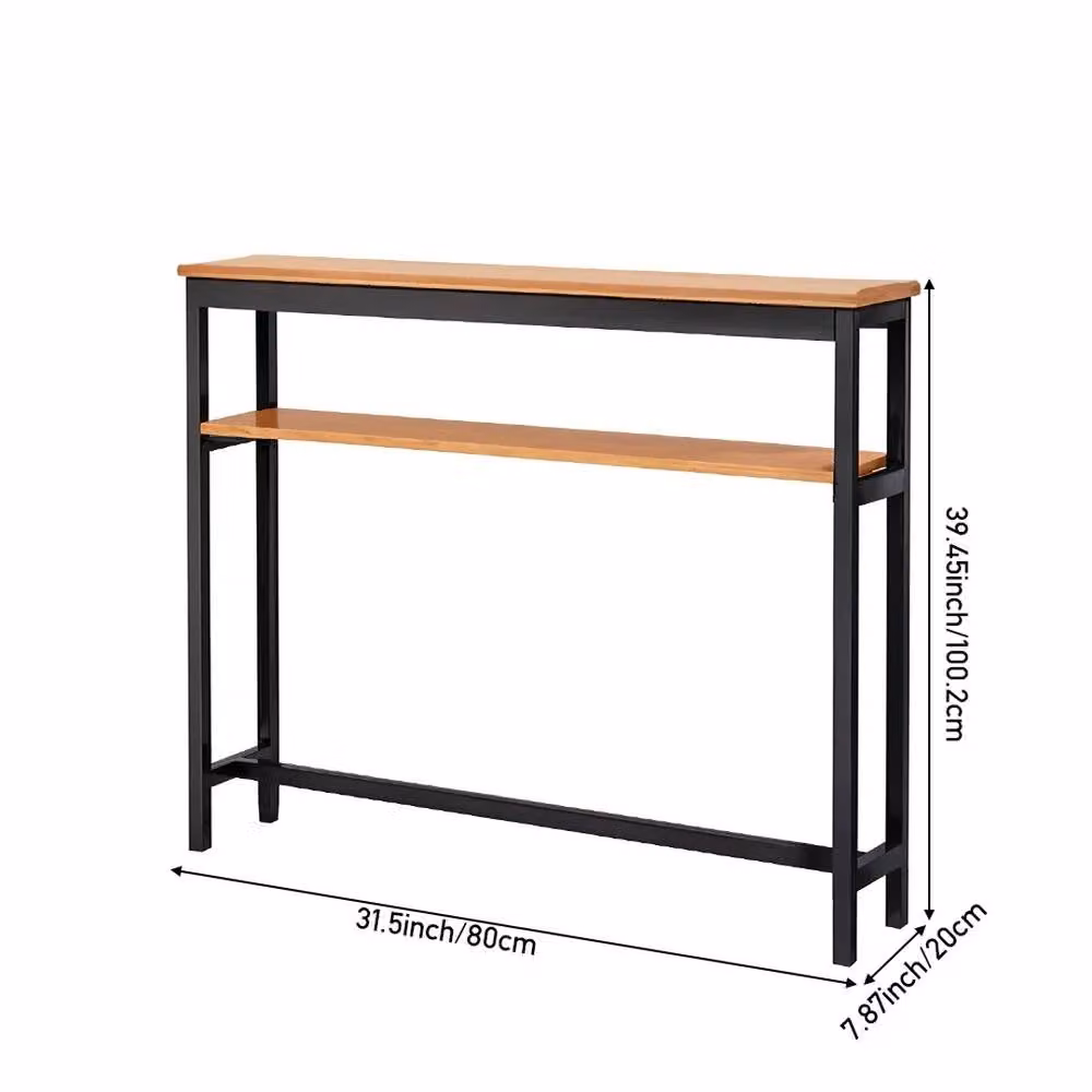 ERGOVEXA Modern Double Tier Console Table with Black Frame and MDF Laminate Finish – 2