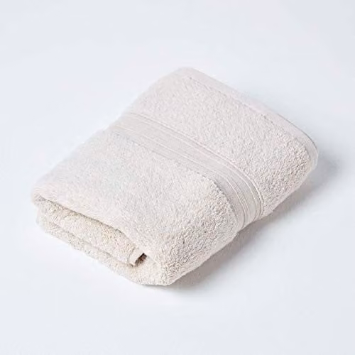 HOMESCAPES Luxury Supima Cotton Hand Towel, Stone Beige, 550 GSM, Zero Twist Super Absorbent and Fluffy