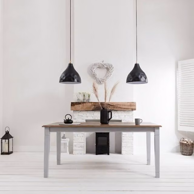 Nöa and Nani Canterbury Rectangular Dining Table in Silk Grey and Dark Pine Wood