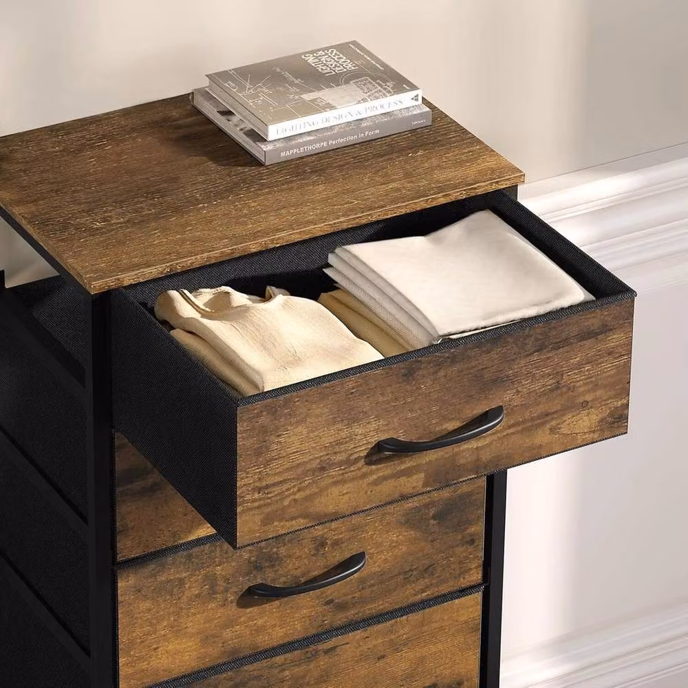 NESTLUNE 5 Drawer Chest of Drawers and Bedside Cabinet in Black, W/D/H: 100 x 15 x 15 cm – 5