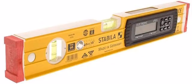 Stabila 96-2 Electronic Spirit Level with 2 Vials, Yellow, W: 40 cm