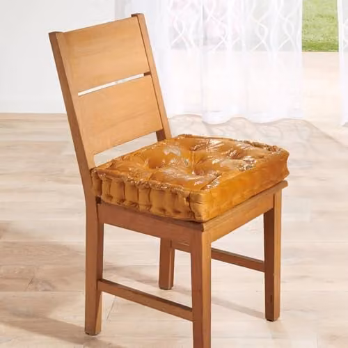 Eldo Gold Velvet Chair Booster Cushion, Orange, W/D/H: 45 x 45 x 10 cm