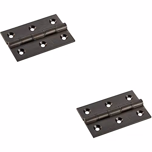 Loops 2 Pack Matt Bronze Brass Washered Butt Hinges W/D/H: 76 x 50 x 2.5 mm