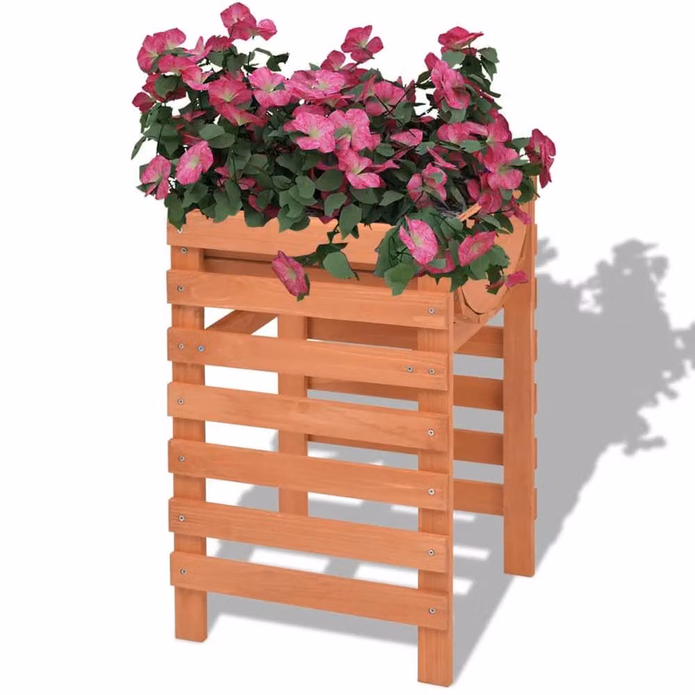 Berkfield Home Wooden Planter Tub in Brown and Beige, W/D/H: 36 x 36 x 60 cm – 2