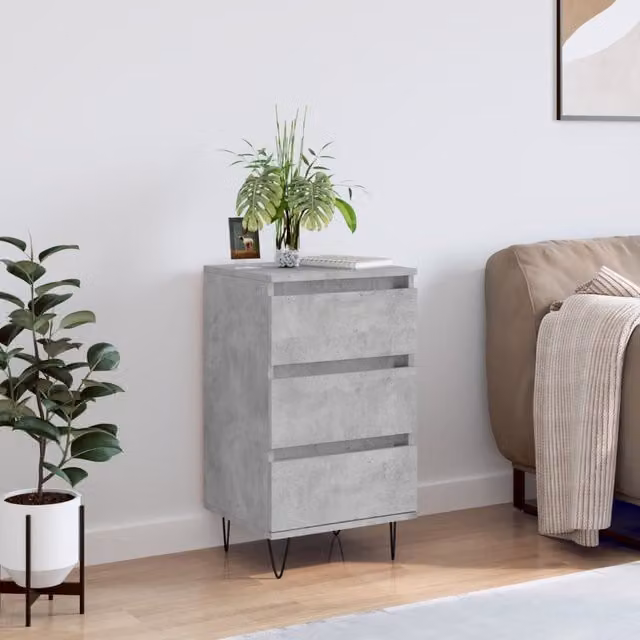 Berkfield Home Modern Sideboard in Concrete Grey, W/D/H: 40 x 35 x 70 cm – 1