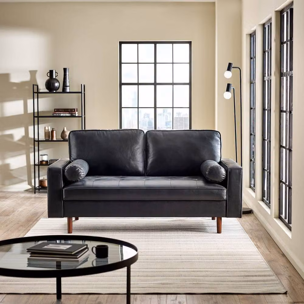 Cheshire Henley Black Faux Leather 2 Seater Sofa – 3