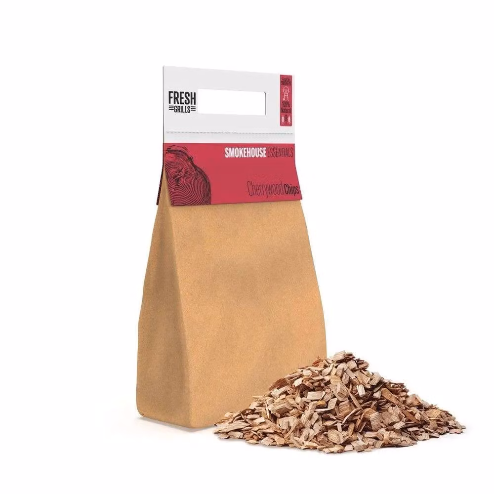 Monstershop Cherrywood Chips for BBQ Grills, Pizza Ovens and Kamado Smokers in Terracotta