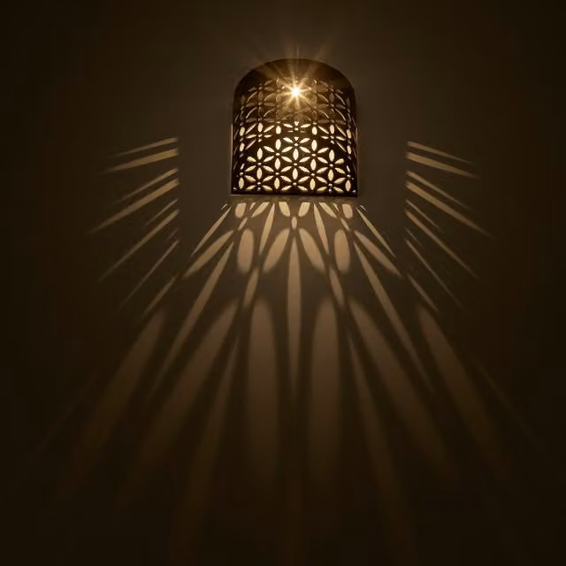 Lumineo Set of 2 Moroccan Style Solar Wall Downlighter LED Fence Lights in Dark Brown with Warm White Light