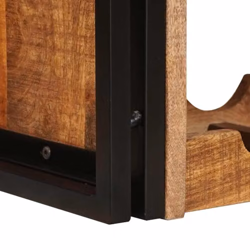 vidaXL Industrial Wall-Mounted Wine Rack in Brown Solid Mango Wood, W: 60 cm, D: 33 cm, H: 45 cm – 3