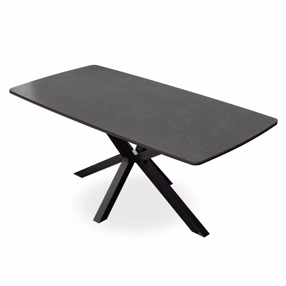 More4Homes Juno Rectangular Ceramic Dining Table and 8 Nova Velvet Chairs in Grey and Black, W/D/H: 180 x 90 x 75 cm – 2