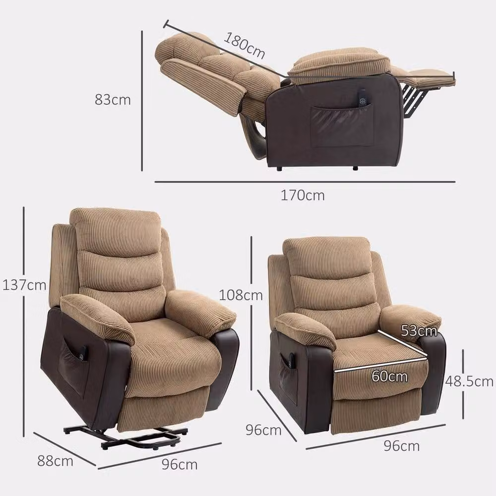 FORGEVIO Power Lift Riser Recliner Chair in Brown with High Back and Armrests – 2