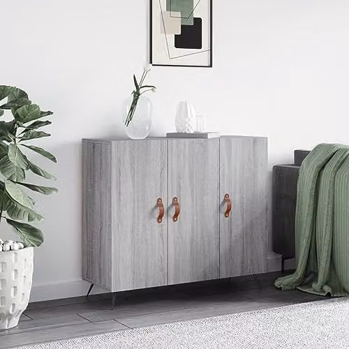 vidaXL Modern Grey Sonoma Sideboard in Engineered Wood W/D/H: 90 x 34 x 80 cm – 2
