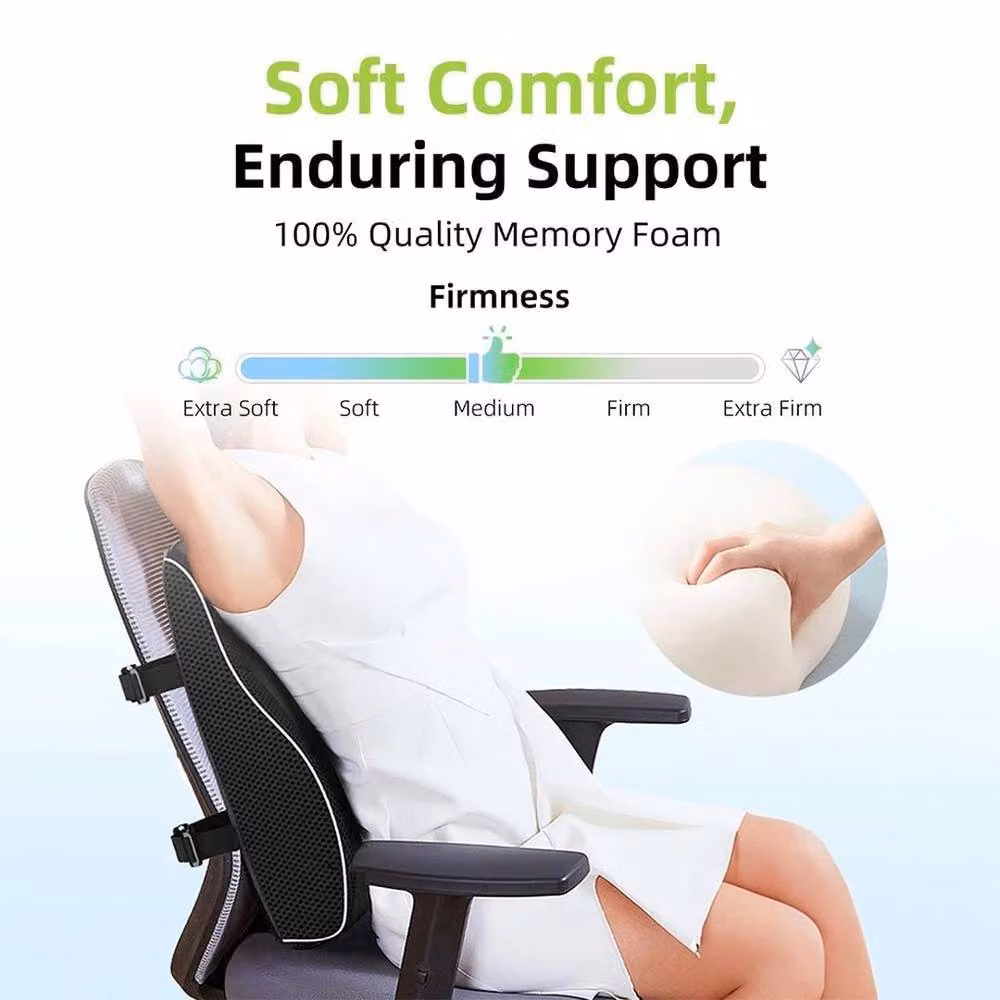 PAWNORA Contoured Memory Foam Lumbar Support Back Cushion in Black – 5