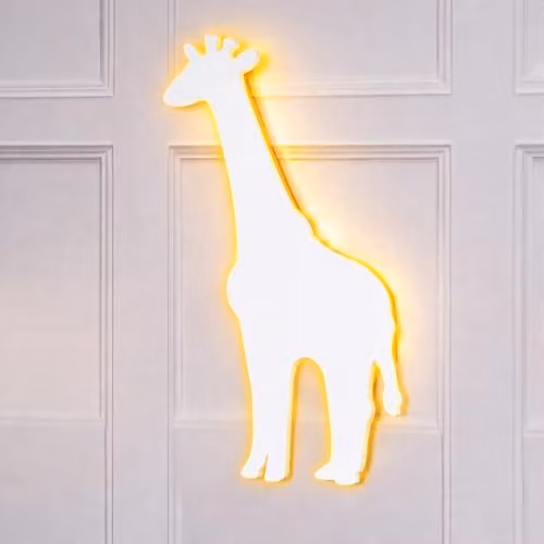 Marco Paul Interiors Giraffe LED Night Light, White Wooden Battery Operated Wall Lamp for Childrens Room Decor – 1