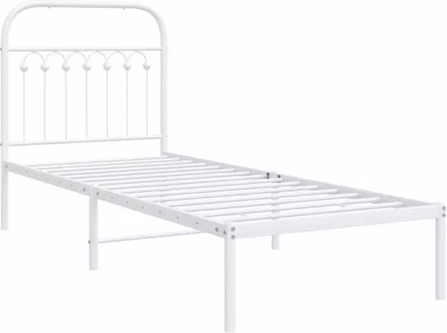 Berkfield Home Metal Bed Frame with Headboard, White, W/D/H: 80 x 200 cm