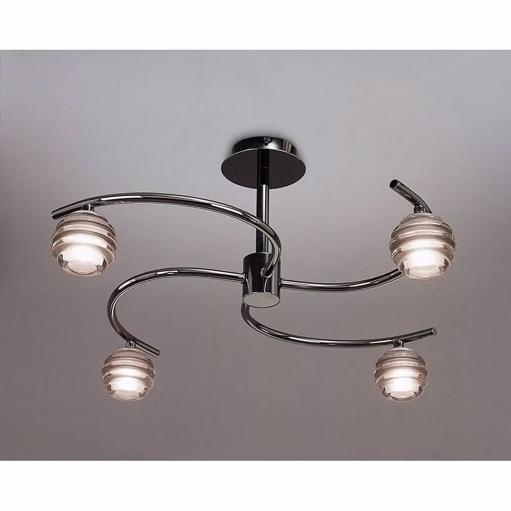 Netlighting Sphere Semi Flush Ceiling Light with 4 G9 Smoked Glass Shades in Black Chrome – 2