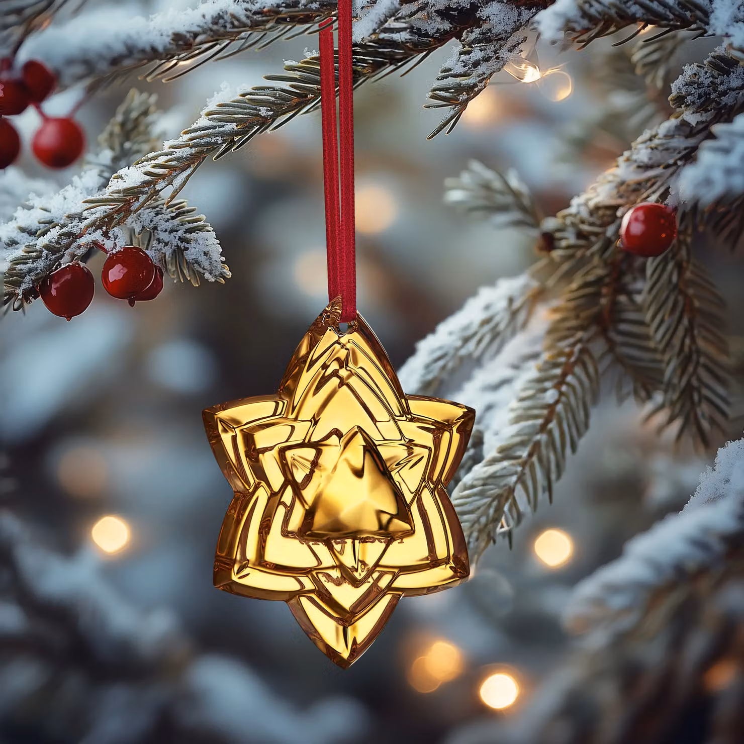 Baccarat Noel Plaquette 2018 Crystal Star Annual Christmas Ornament in Gold and Rose Gold – 3